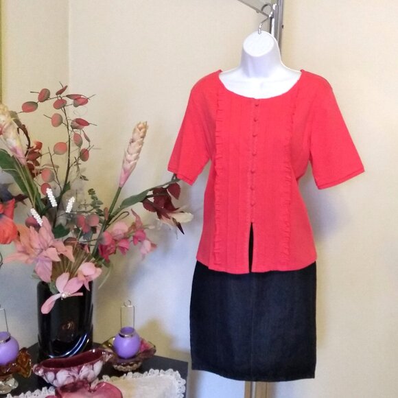 NWT Womens Summer Tunic Tops Short Sleeve Scoop Neck Casual Loose Blouse M 8 10 - Picture 3 of 9